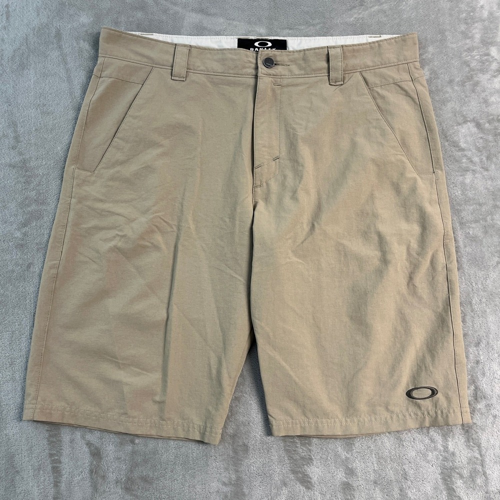 Oakley Mens Khaki Tan Golf Shorts Mens 36 Casual Athletic Flat Front Performance